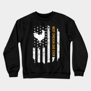 Vintage Best Chicken Dad Ever American Flag Father's Day Gift Crewneck Sweatshirt